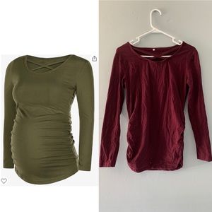 Maternity Med. Long Sleeve T Shirt with Ruched Sides
